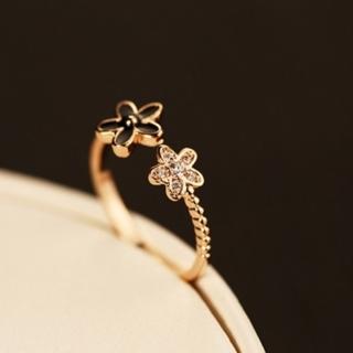 【米蘭精品】現貨+預購 玫瑰金戒指鑲鑽流行飾品(韓版優美茶花百搭七夕情人節生日聖誕節交換禮物73by53)