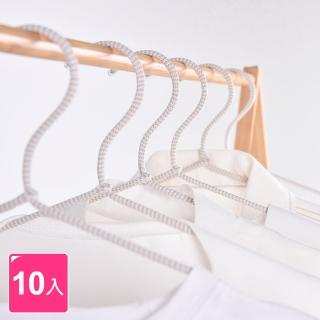 【收納職人】極簡無痕防滑41cm編繩加粗雙色衣架 10入/組(防滑衣架 無痕衣架 無印風衣架)