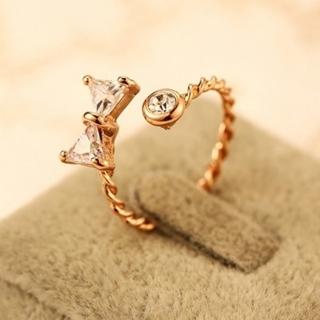 【米蘭精品】現貨+預購 玫瑰金戒指鑲鑽流行飾品(優雅奢華蝴蝶結造型七夕情人節生日聖誕節交換禮物73by27)