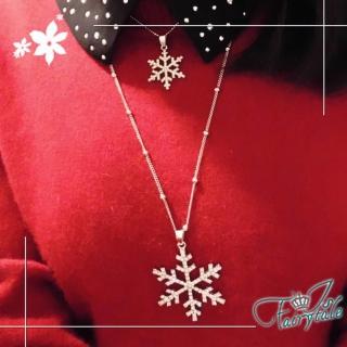 【伊飾童話】銀白雪花＊雙墜鋯石長鍊