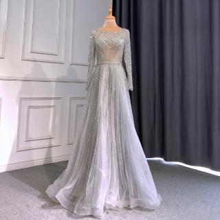 【女神婚紗禮服】高階縫珠優雅輕奢宴會晚禮服 LA71635 灰色(新娘 表演禮服)