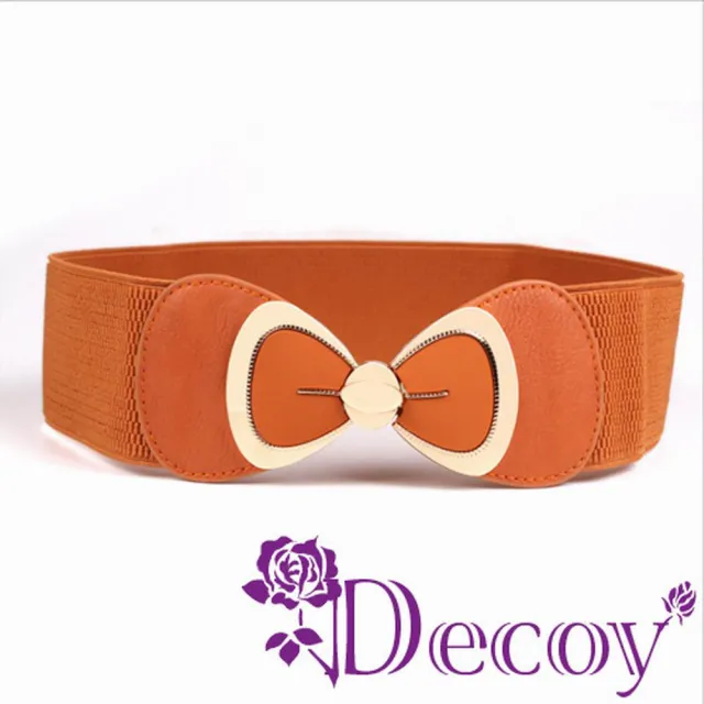 【Decoy】裙襬蝴蝶結＊金框皮革彈性腰封/四色可選
