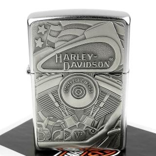 【ZIPPO】美系-Harley-Davidson-哈雷-V2引擎圖案貼飾打火機