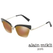 【alain mikli 法式巴黎】俐落貓眼金屬眉框造型太陽眼鏡(黑 AL4005-004)