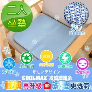 【Betrise】日本-3D可機洗輕薄型涼感紗凝膠墊(超值2坐墊)