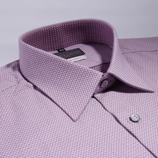 【ROBERTA諾貝達】進口素材 台灣製 合身版 純棉相間方格紋長袖襯衫(紫色)