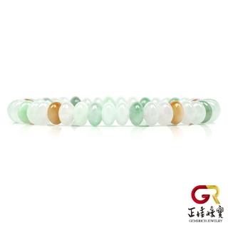 【正佳珠寶】翡翠 經典冰種福祿 6x6mm 天然A貨翡翠緬甸玉手珠｜日本彈力繩(天然冰種翡翠原礦)