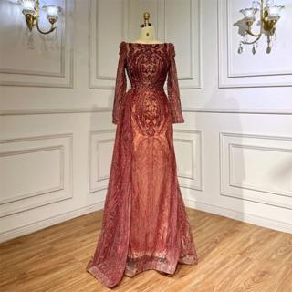 【女神婚紗禮服】極致奢華亮片法式魚尾宴會晚禮服 LA71833 酒紅色(主持人 表演禮服)