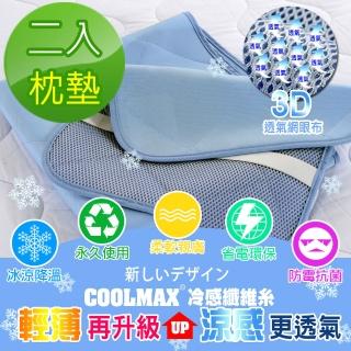 【Betrise】日本-3D可機洗輕薄型涼感紗凝膠墊(超值2枕墊)