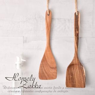 【Homely Zakka】不沾鍋廚具柚木鍋鏟二件組 方鍋鏟+三彎鏟(木鏟 木鍋鏟 原木鍋鏟 煎匙 炒菜鏟)