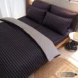 【LUST】布蕾簡約-黑 100%精梳純棉、雙人5尺床包/枕套/舖棉被套組(台灣製)