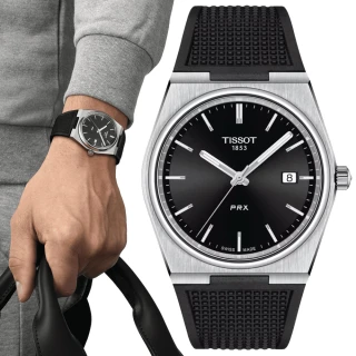 【TISSOT 天梭 官方授權】PRX系列 1970年代復刻 黑面 時尚腕錶 禮物推薦 畢業禮物(T1374101705100)