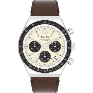 【TIMEX】天美時 Q Timex復刻系列 40毫米三眼計時手錶 米/棕 TXTW2V42800