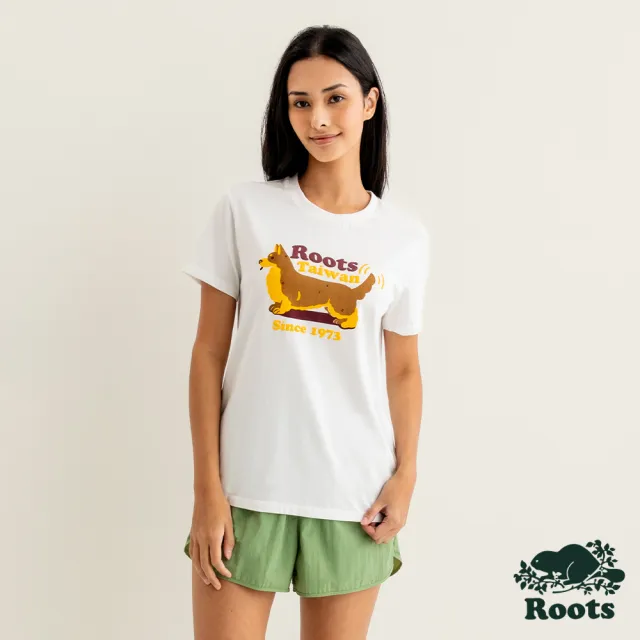 【Roots】Roots女裝-Taiwan Day系列 動物圖案短袖T恤(白色)