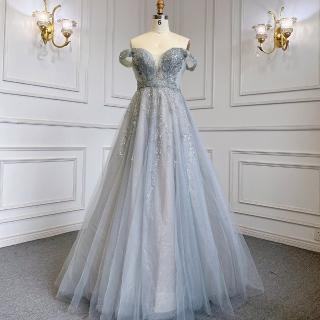 【女神婚紗禮服】高階氣質甜美浪漫一字肩宴會晚禮服 LA71740(主持人 派對)