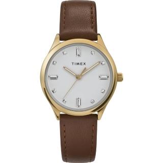 【TIMEX】天美時 復刻系列 32毫米透明水晶仕女手錶 咖啡TXTW2V76500