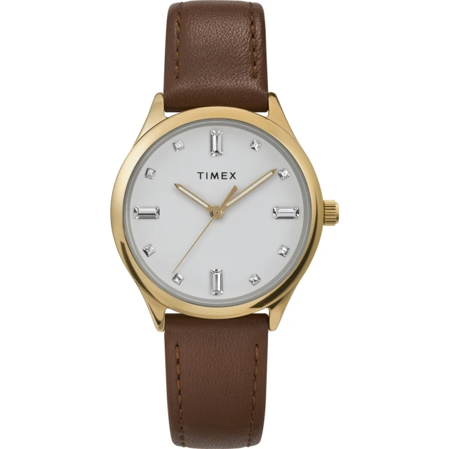 TIMEX 天美時 復刻系列 32毫米透明水晶仕女手錶 咖啡TXTW2V76500