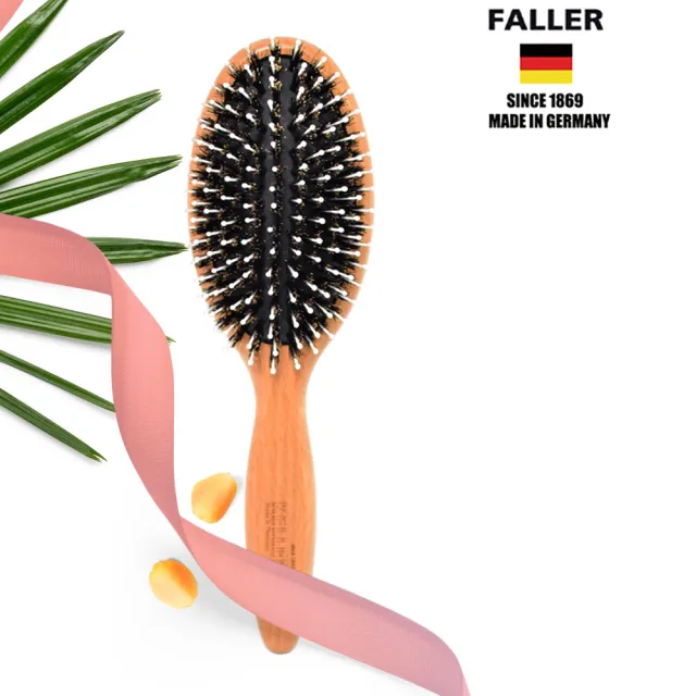 【FALLER 芙樂】德國製FSC櫸木橢圓黑豚鬃柔珠氣墊梳(氣墊梳/梳頭按摩美容/99狂購)