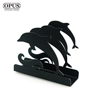 【OPUS東齊金工】歐式鐵藝信件架/收納架/展示架/文具擺飾(LE-de08B 海豚 經典黑)