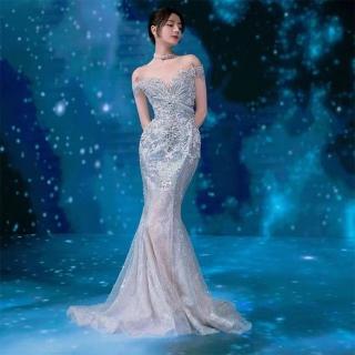 【女神婚紗禮服】高階魚尾縫珠奢華優雅氣質宴會晚禮服 LA71870(年會主持人 表演禮服)