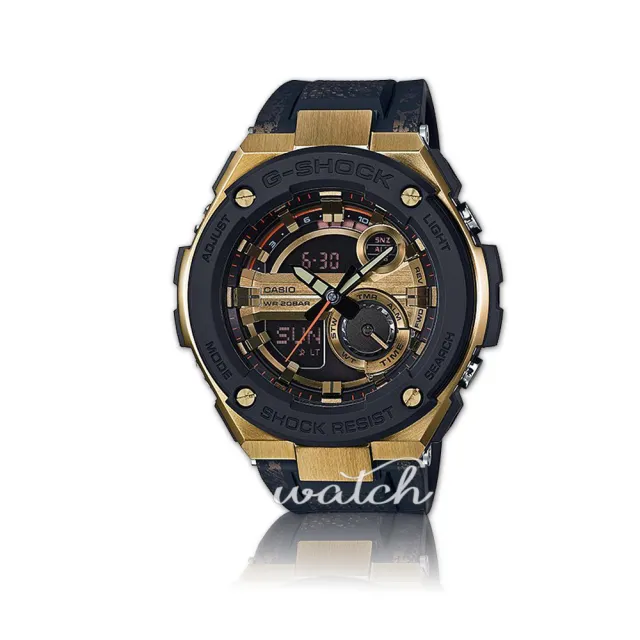 【CASIO卡西歐G-SHOCK 系列】潮流首選_金屬水晶圖案錶帶_防水防震_超級光源_雙顯男錶(GST-200CP)