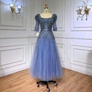 【女神婚紗禮服】極致優雅端莊中長及踝宴會晚禮服 LA71631A 藍色(頒獎禮服 晚宴服)