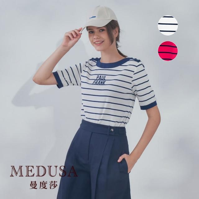 【MEDUSA 曼度莎】現貨-Paul Frank 橫紋T恤 - 2色（M-2L）｜女上衣 短袖上衣 休閒上衣(101-75201)