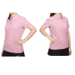 【FIRESTAR】女款彈性機能短袖POLO衫-慢跑 路跑 涼感 運動 上衣 反光 珊瑚粉銀(DL369-43)