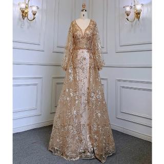 【女神婚紗禮服】高階輕奢優雅聚會宴會晚禮服 LA71761 金色(表演禮服 聚會禮服)