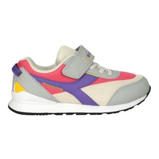 【DIADORA】19-23CM_女中童生活時尚運動鞋-超寬楦-避震 休閒 慢跑 米白紫粉灰(DA13097)