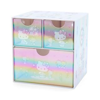 【SANRIO 三麗鷗】極光鐳射桌上型置物櫃 抽屜櫃 Hello Kitty