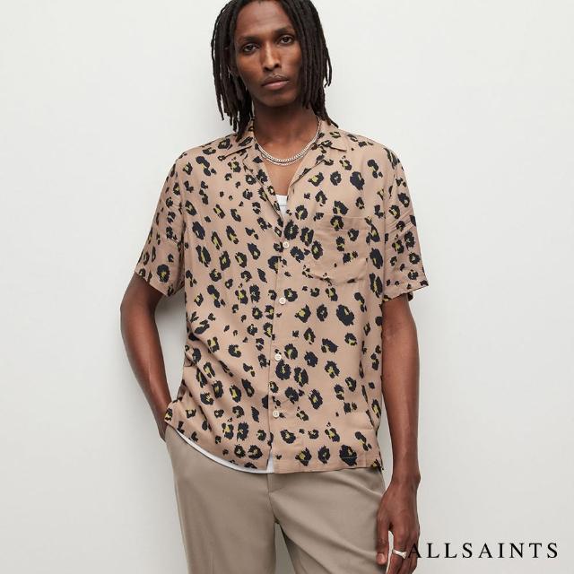 【ALLSAINTS】MANADO 人造絲豹紋印花夏威夷短袖襯衫(舒適版型)