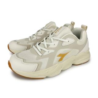 【DIADORA】厚底復古運動鞋 73116米白金(透氣網布 4cm厚跟 增高 減壓彈力棉鞋墊 耐磨橡膠大底)