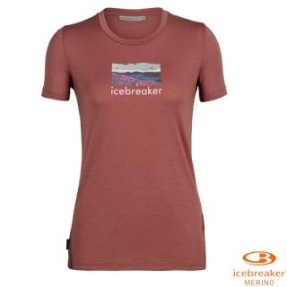 【Icebreaker】女 Tech Lite II 美麗諾羊毛 圓領短袖上衣-重山覆水.休閒衫T恤.排汗衣(IB0A56DR 紫羅蘭紅)