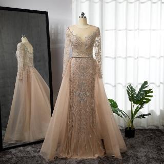 【女神婚紗禮服】高階輕奢鑲鑽優雅氣質宴會晚禮服 LA71597(新娘 主持人)