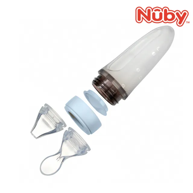 【Nuby官方直營】直立式矽膠餵食器二階段組(流質飲嘴 矽膠湯匙)