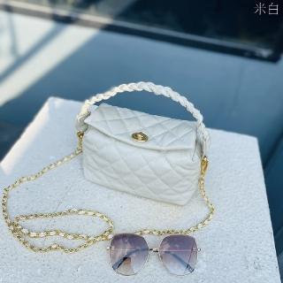 【巴黎精品】現貨+預購 手提包真皮側揹包(菱格繡線編織手挽女包包3色a1bh42)