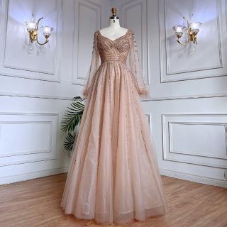 【女神婚紗禮服】高階輕奢法式超仙氣質宴會晚禮服 LA71867 裸色(訂婚禮服 敬酒服)