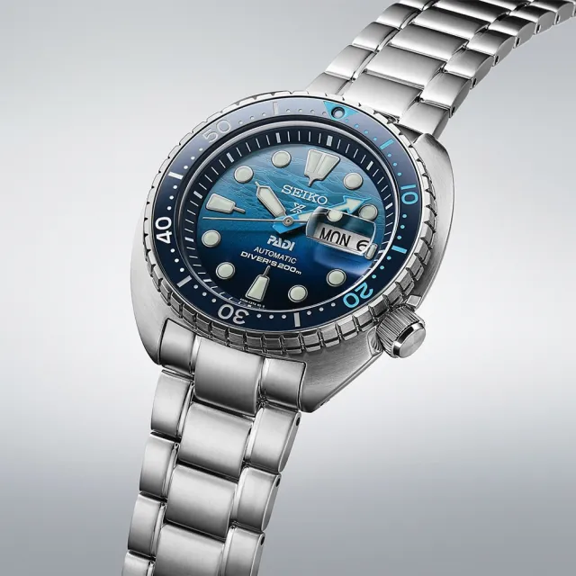 【SEIKO 精工】Prospex PADI陶瓷圈海龜王潛水機械錶-藍x銀/45mm(SRPK01K1/4R36-06Z0F)