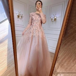 【女神婚紗禮服】高階氣質輕奢長裙宴會晚禮服 LA71387 粉色(聚會禮服 主持人)