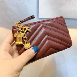 【巴黎精品】現貨+預購 零錢包真皮卡片夾(簡約純色繡線超薄女包包a1bh39)