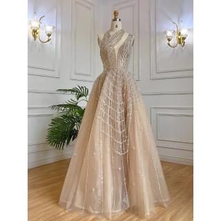 【女神婚紗禮服】高階掛脖女神氣質宴會晚禮服 LA71778 焦糖色(敬酒服 表演禮服)