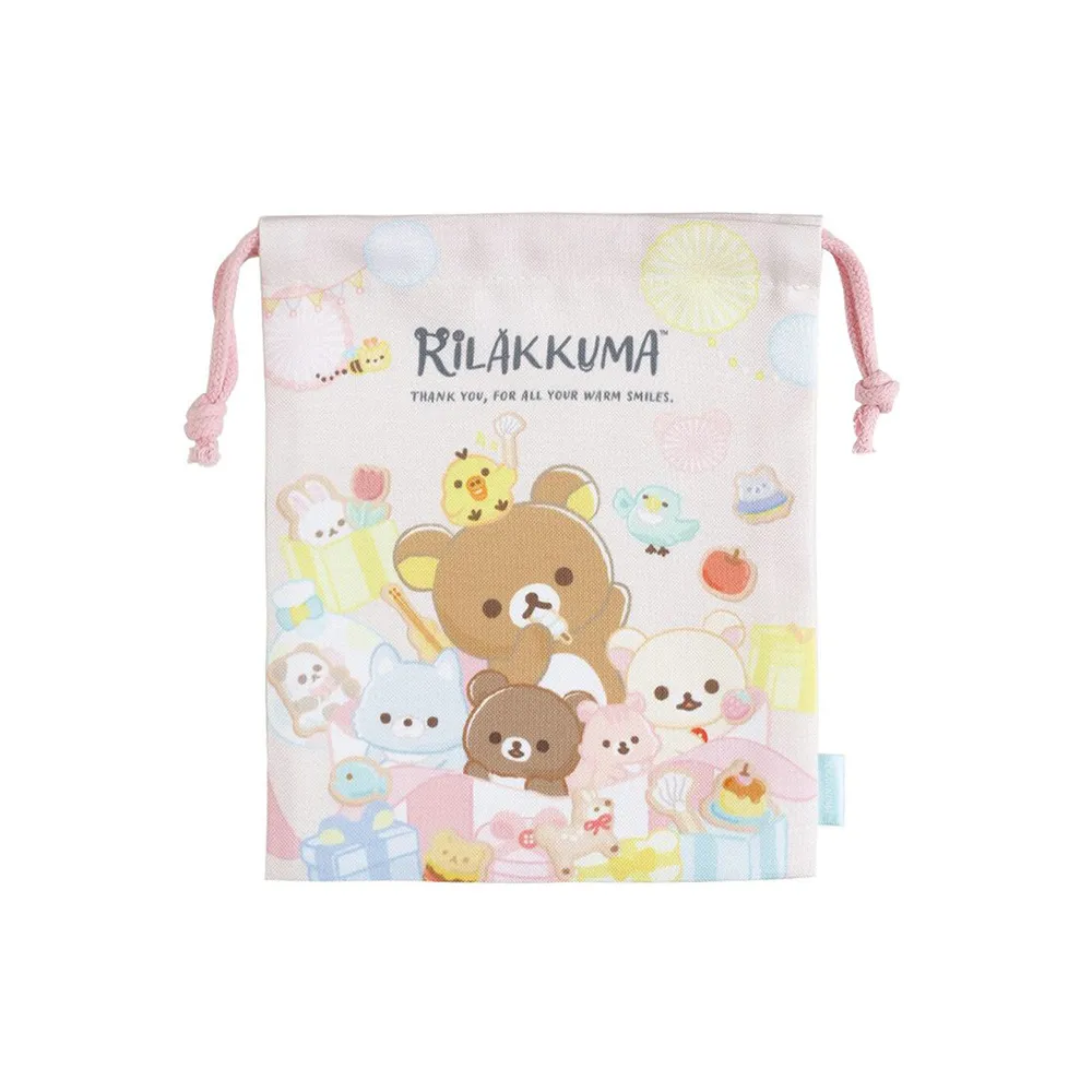 【San-X】拉拉熊 懶懶熊 附底抽繩束口袋 收納袋 拉拉熊 禮物(Rilakkuma)