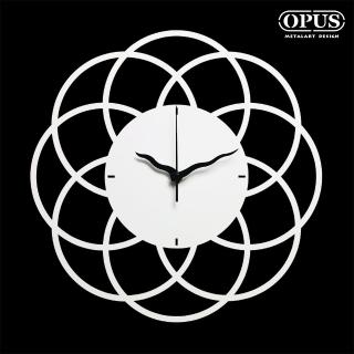 【OPUS 東齊金工】歐式鐵藝花朵時鐘 / 靜音壁掛鐘 / 造型壁鐘(CL-fl16W 綻放-山茶花 優雅白)