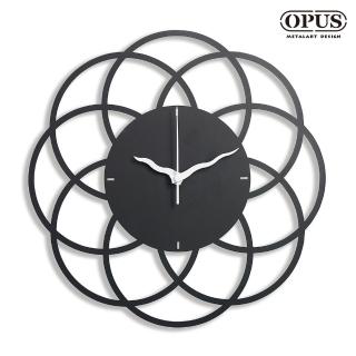 【OPUS 東齊金工】歐式鐵藝花朵時鐘 / 靜音壁掛鐘 / 造型壁鐘(CL-fl16B 綻放-山茶花 經典黑)