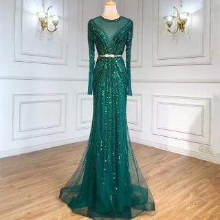 【女神婚紗禮服】高階輕奢魚尾氣質顯瘦宴會晚禮服 LA71374 綠色(晚宴服 表演禮服)