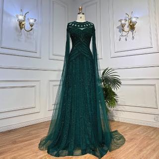 【女神婚紗禮服】高階修身飄袖氣質宴會晚禮服 LA71926 綠色(表演禮服 頒獎禮服)