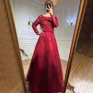 【女神婚紗禮服】高階優雅蕾絲長裙宴會晚禮服 LA71873(訂婚禮服 敬酒服)