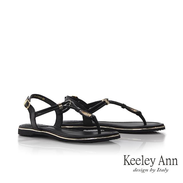 【Keeley Ann】條帶金屬釦夾腳涼鞋(黑色332008110)