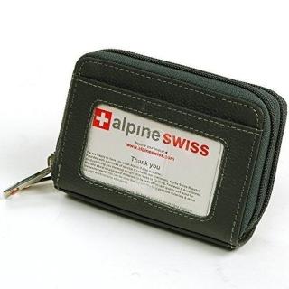 【預購Alpine Swiss】母親節禮物 2017瑞士十迷你信用卡碳黑色拉鍊管理夾包-網(預購)